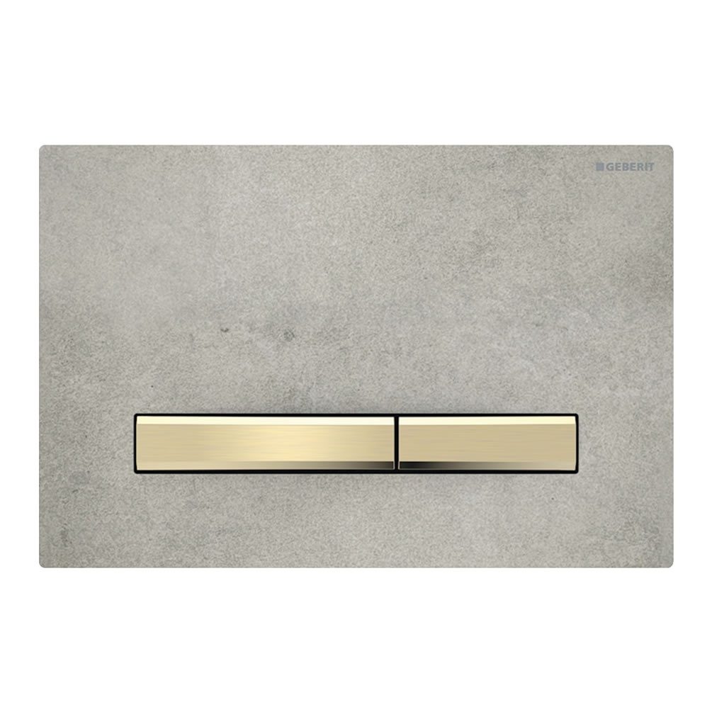 Cutout image of Geberit Sigma50 Square Concrete Ceramic / Brushed Brass Dual Flush Plate